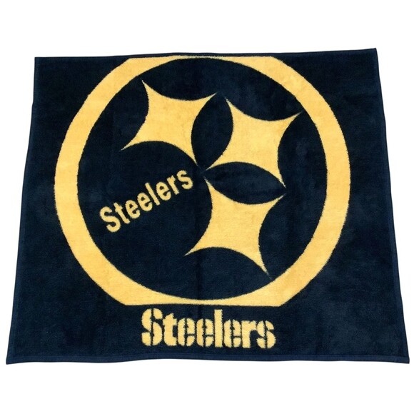 VTG Pittsburgh Steelers Spell Out Logo Biederlack Stadium Plush Throw Blanket
